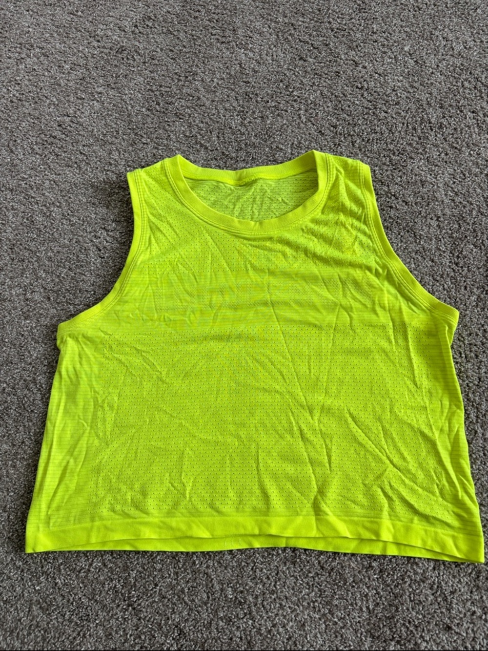 lululemon athletica Neon Yellow Perforated Crop Athletic Tank